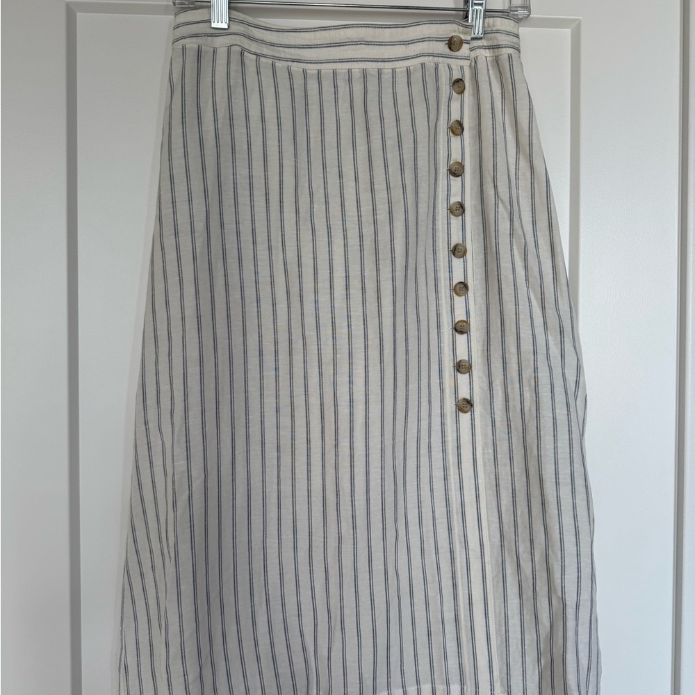 NWT Madewell Black A-Line Midi Skirt with Wrap Design